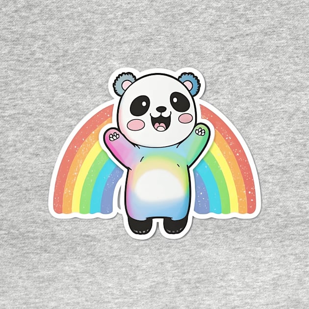 Cute Cartoon Panda Rainbow Colourful Funny Kawaii by kiddo200